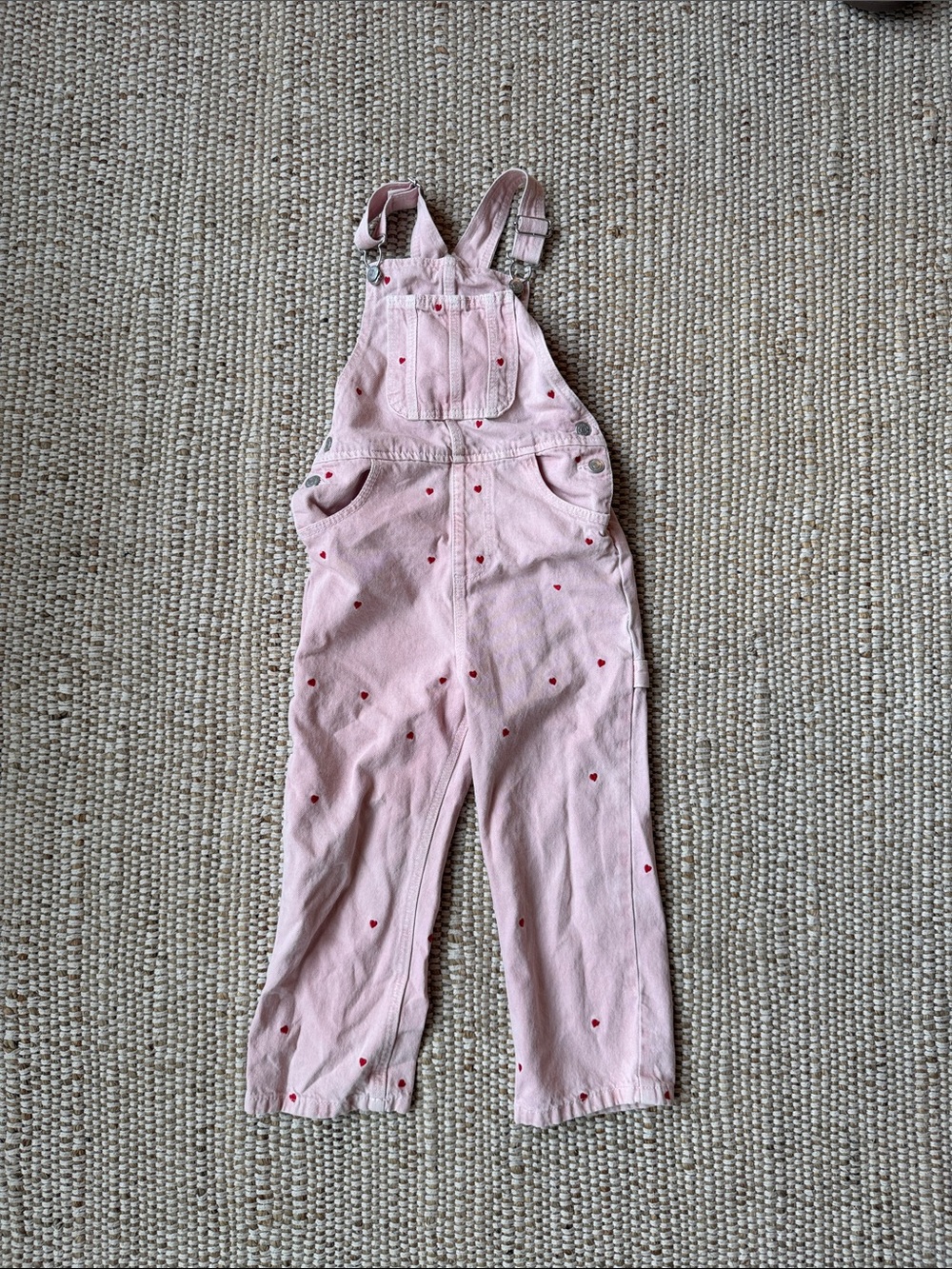 Zara Pink Overalls with Red Heart Print